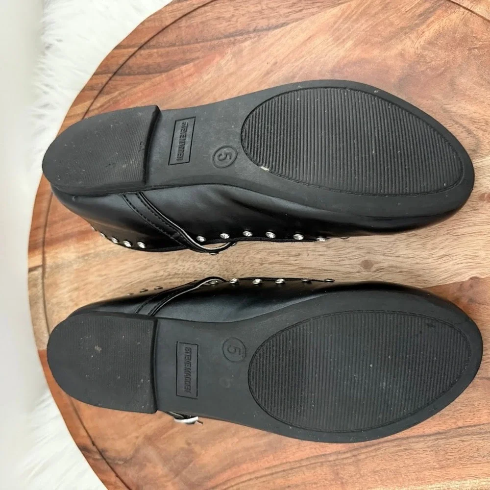 Steve Madden‎ Kids Black Rhinestone Mary Jane Flats Dress Shoes Size Youth 5